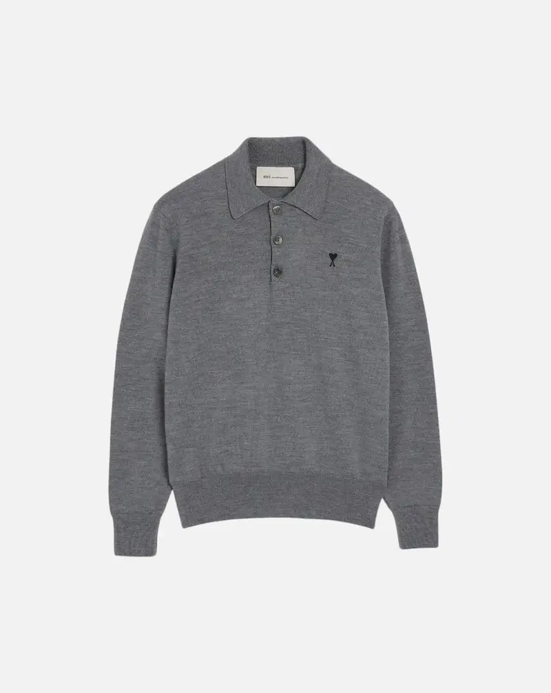 Polo Ami Paris Sweater with Contrasted Ami de Coeur