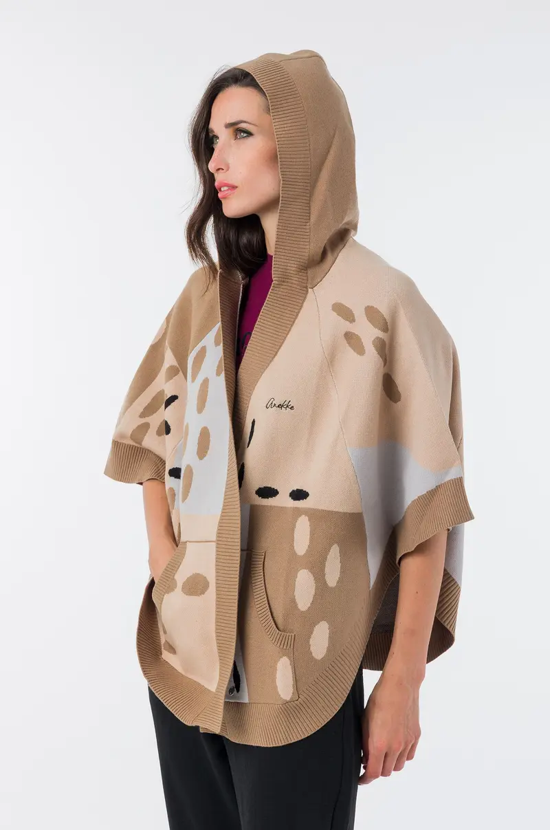 Poncho con capucha estampado Voyage