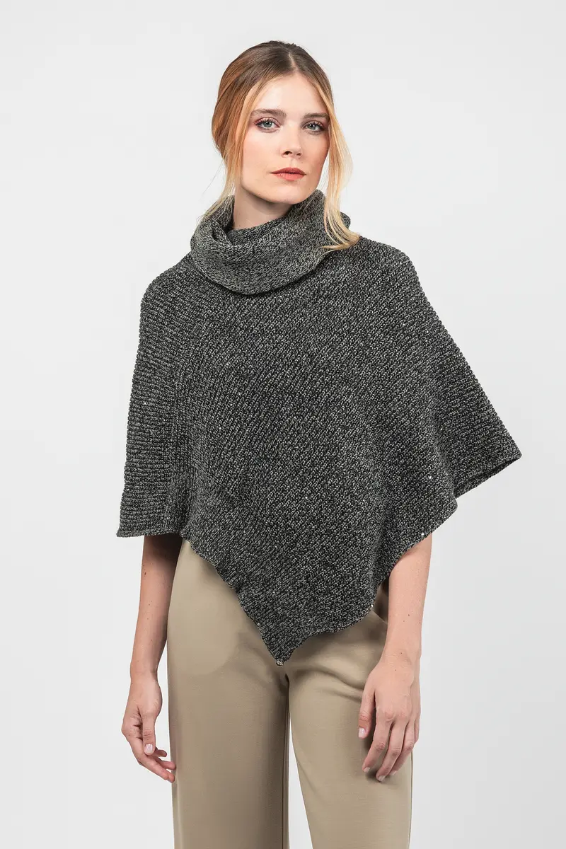 Poncho cuello alto azul