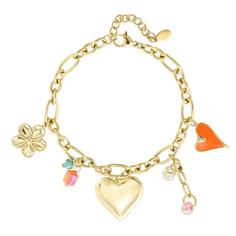 Pulsera acero con colgantes dijes coloridos