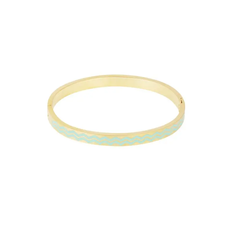 Pulsera acero rígida geométrica celeste acabado oro - mbyou