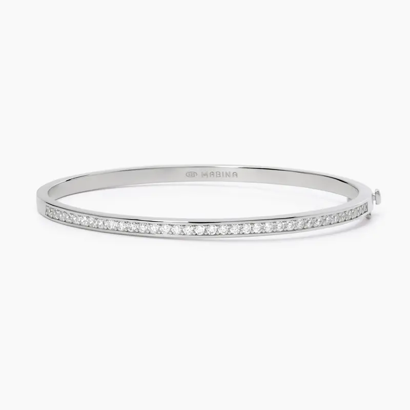 Pulsera brazalete Mabina de plata con piedras SEÑORA B 533642