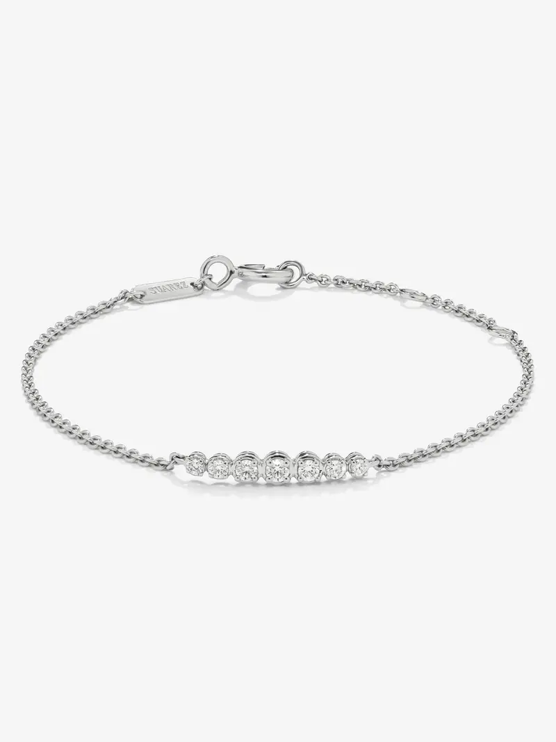 Pulsera cadena de oro blanco de 18K de diamantes