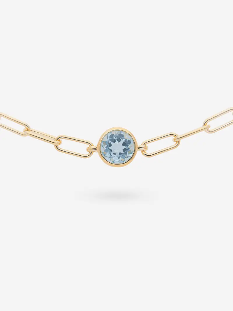 Pulsera con Topacio Azul Sky y cadena oversized en Plata 925 chapada en oro