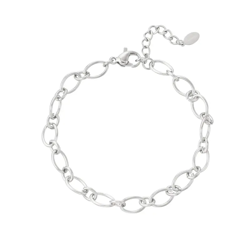 Pulsera de acero de eslabones básica acabado plata