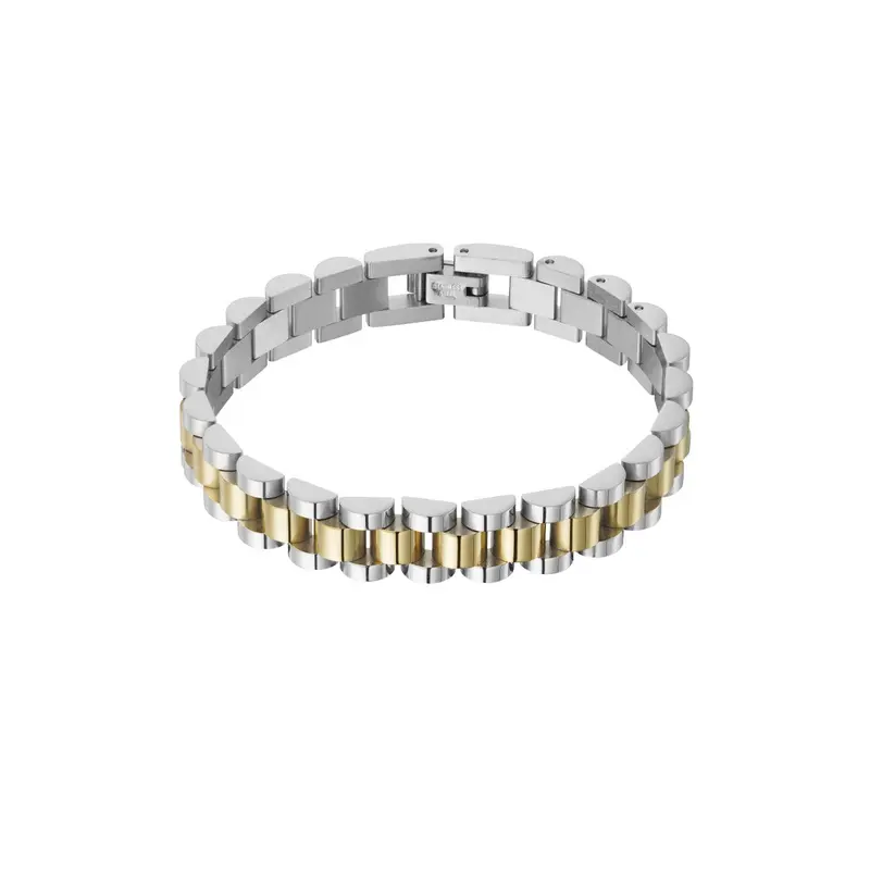 Pulsera de acero de eslabones dorado y plata
