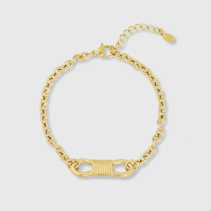 Pulsera de acero inoxidable con cuerda acordonada en acabado oro