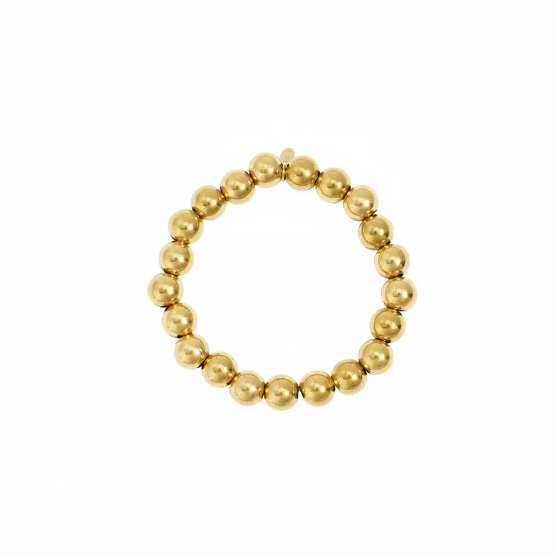 Pulsera de acero inoxidable de cuentas con forma esférica en acabado oro