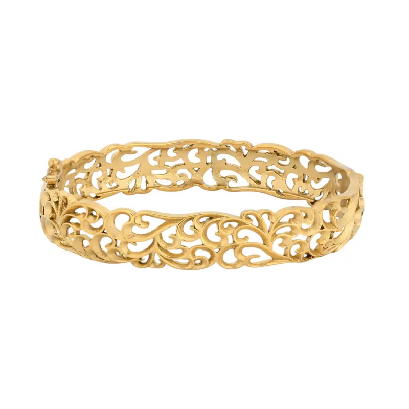 Pulsera de acero inoxidable rígida ornamentada bañada en oro - mbyou