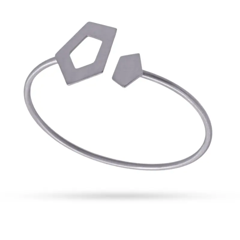 Pulsera de acero quirúrgico con dos formas geométricas pulidos en mate acabado plata - mbyou