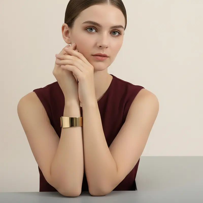 Pulsera de apertura gruesa y rígida en acabado liso y brillante