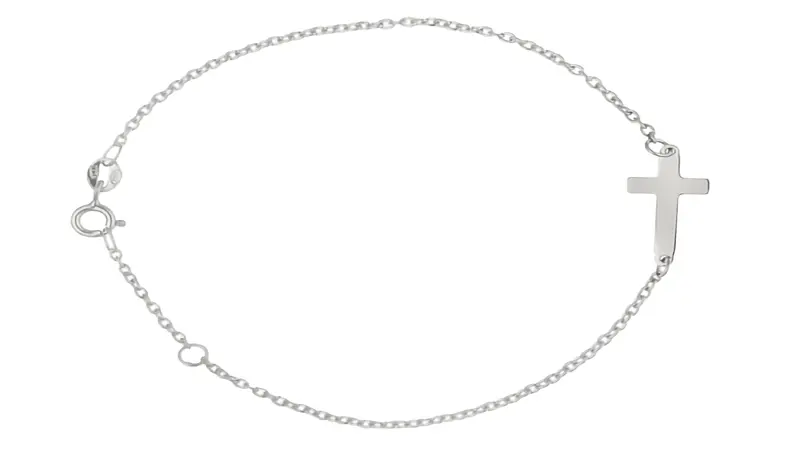 Pulsera de Cruz en Oro Blanco 18K - Elegancia Minimalista y Ajustable