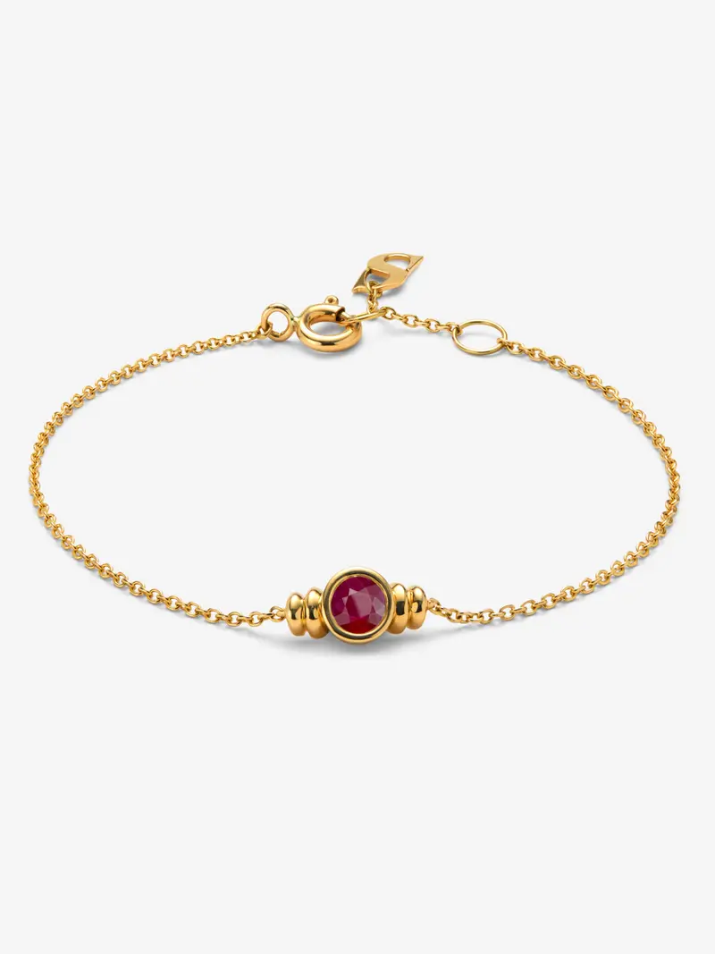 Pulsera de oro amarillo de 18K con rubí en talla brillante de 0,1 cts