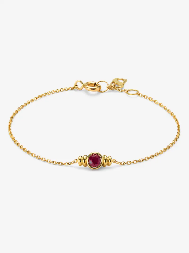 Pulsera de oro amarillo de 18K con rubí rojo en talla brillante de 0,15 cts