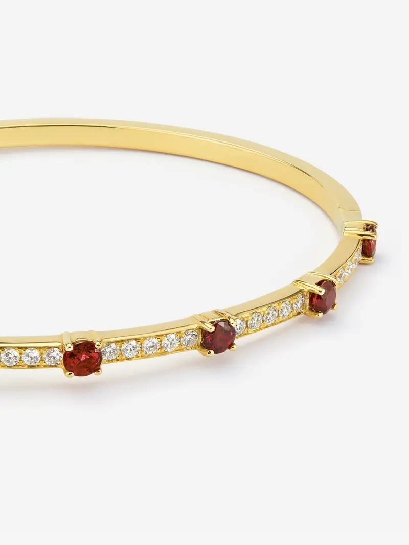 Pulsera de oro blanco 18K con rubí en talla brillante
