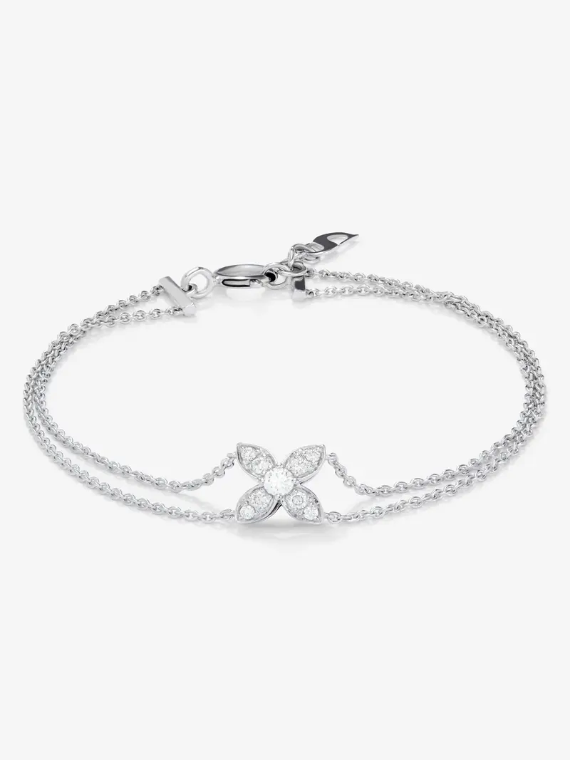 Pulsera de oro blanco de 18K con diamantes blancos en talla brillante de 0,16 cts