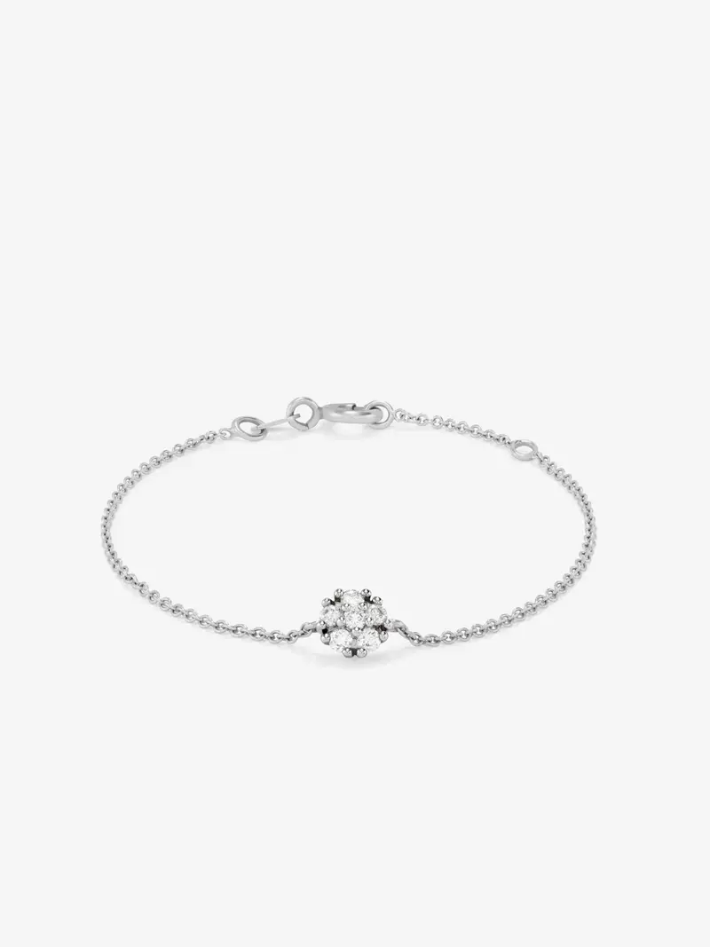 Pulsera de oro blanco de 18K con diamantes en talla brillante de 0,08 cts