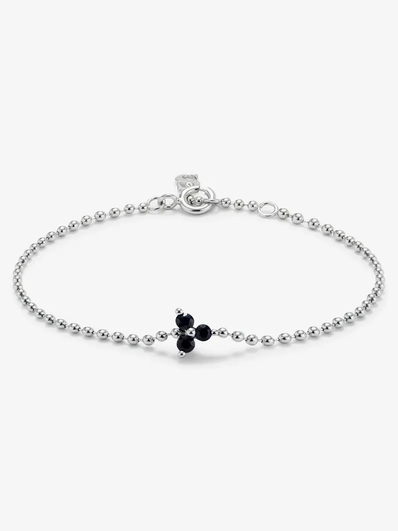Pulsera de oro blanco de 18K con zafiro azul en talla brillante de 0,38 cts