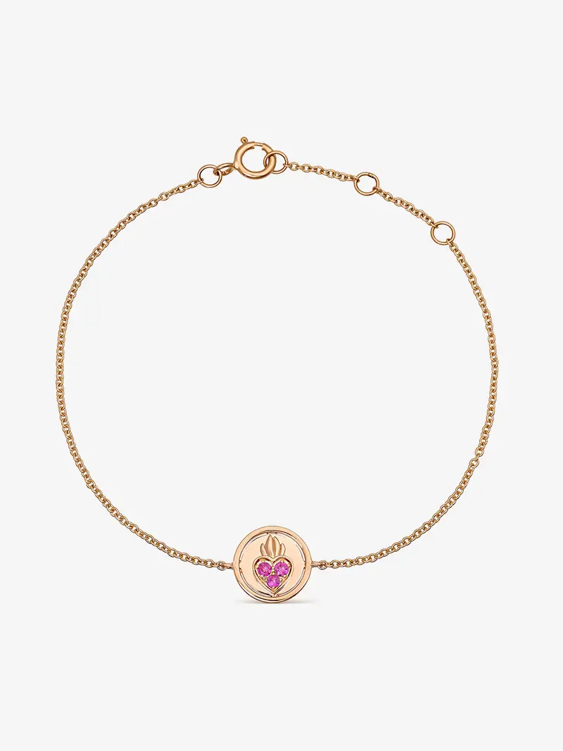 Pulsera de oro rosa de 18kt con zafiros rosas