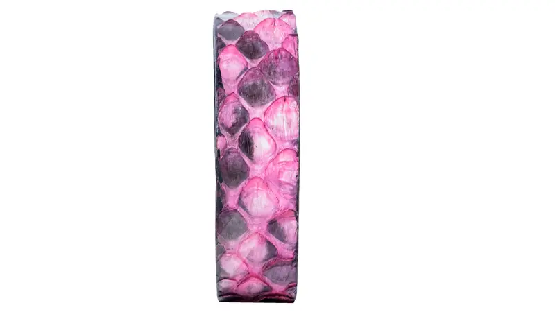 Pulsera de Pitón Natural - Rosa Fucsia y Carbón (2 cm)