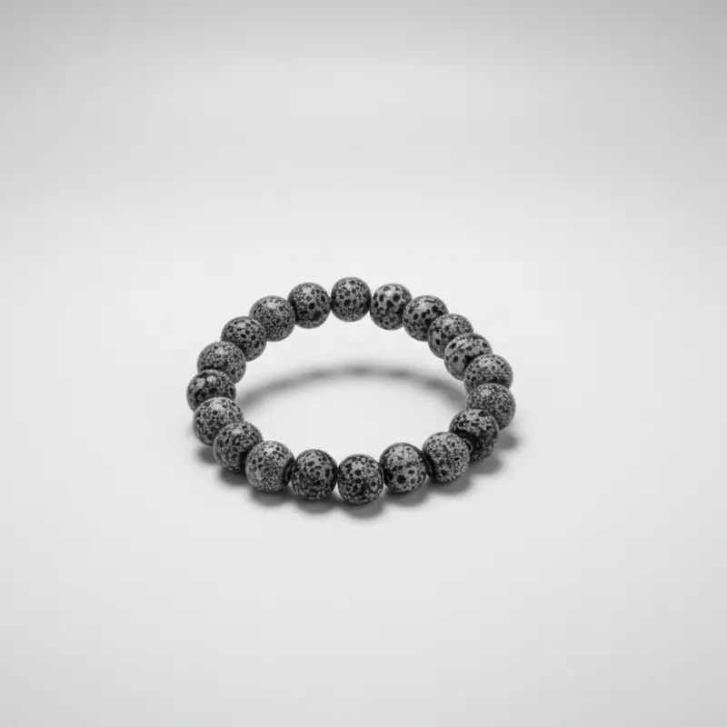 Pulsera elástica de cuentas de piedras con diseño volcánico en tonos azules