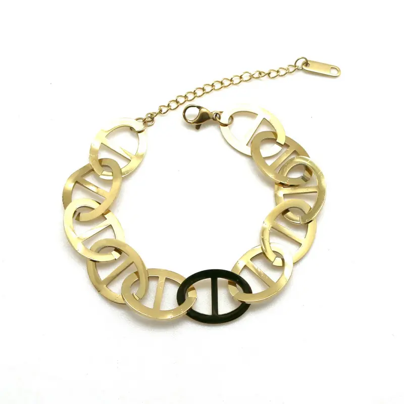 Pulsera eslabón de acero inoxidable dorado