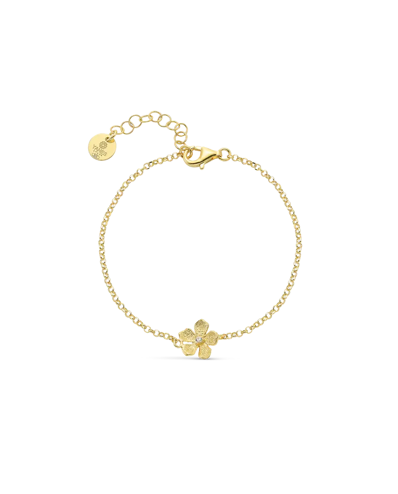 Pulsera Flor, plata dorada