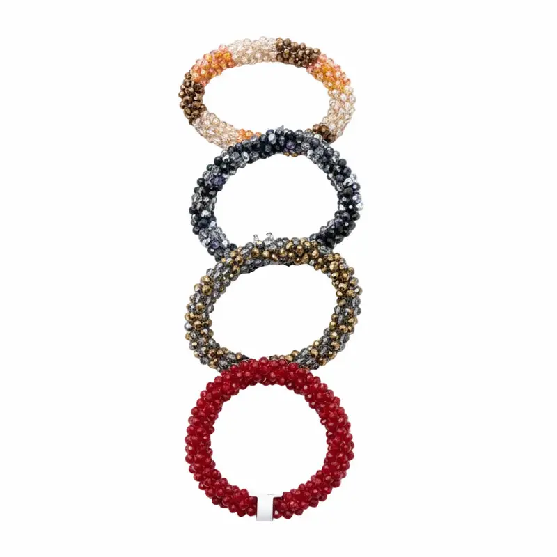Pulsera gruesa y elástica de cristales facetados