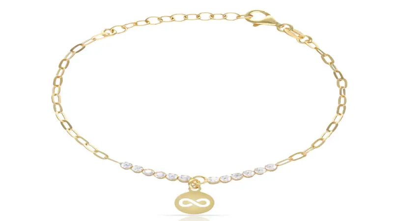 Pulsera Infinito de Plata con Baño de Oro y Circonitas Brillantes