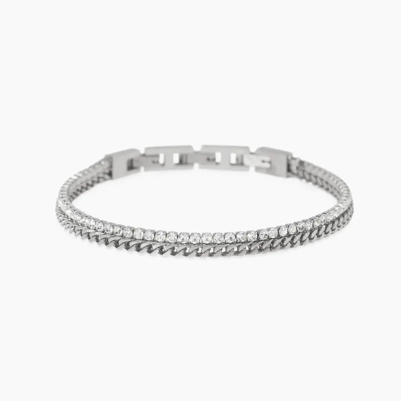 Pulsera Kidult con cadena franco y cadena de cristales 831106