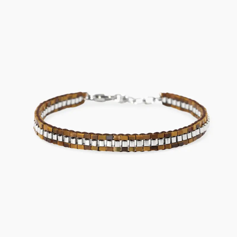 Pulsera Kidult de acero con nylon y ojo de tigre 831136
