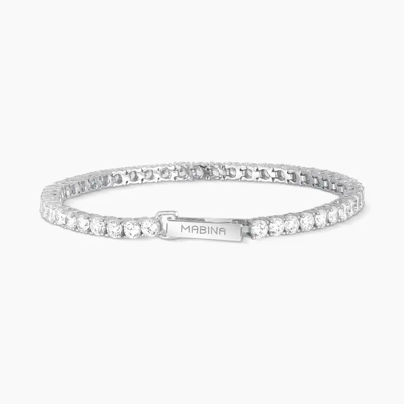 Pulsera Mabina de tenis de plata con circonitas blancas CLUB DE TENIS 533019