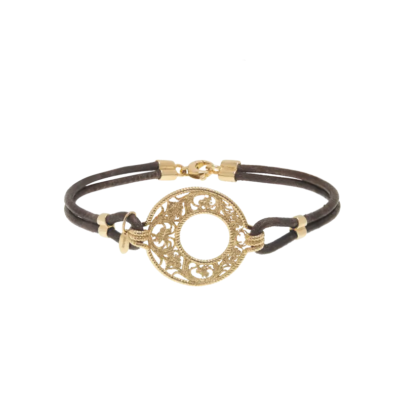 Pulsera Mexuar cuero, oro