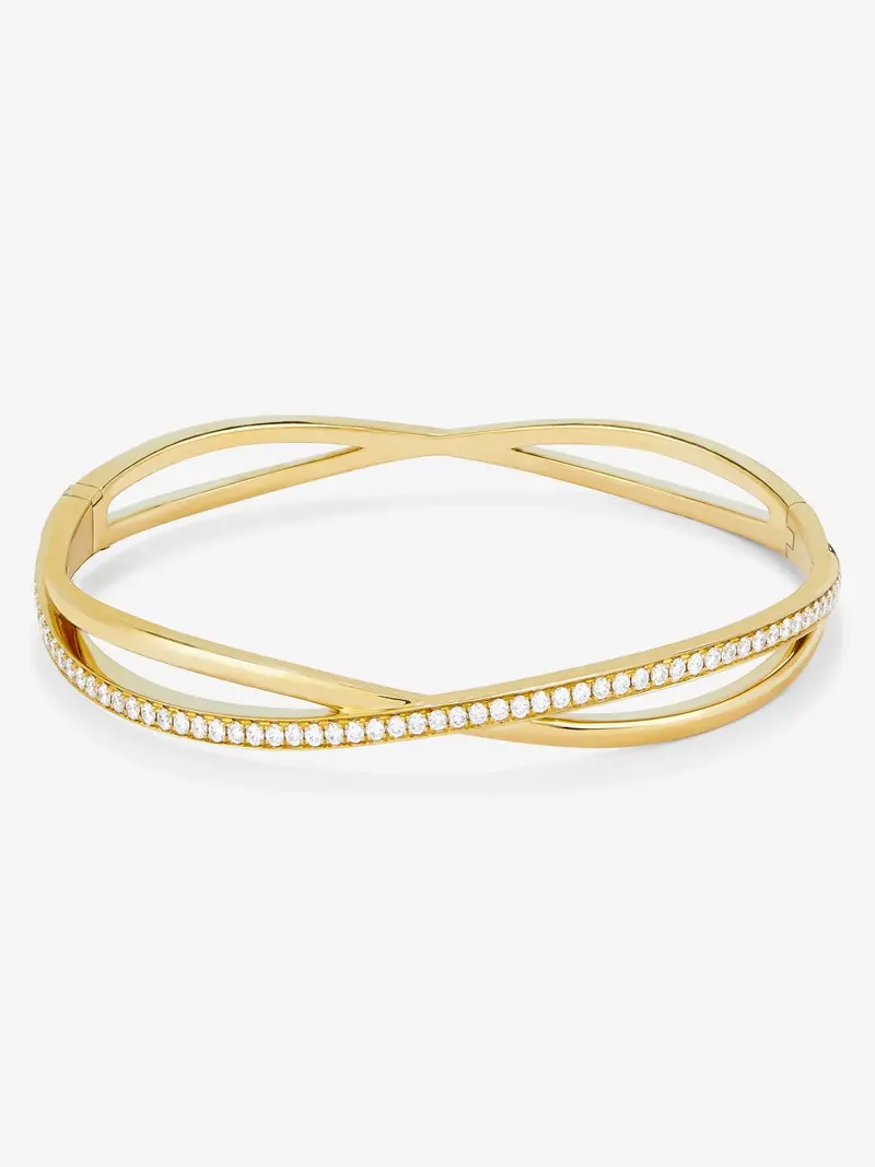 Pulsera rígida de oro amarillo de 18K con diamantes blancos en talla brillante de 0,74 cts