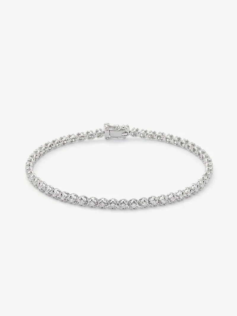 Pulsera rivière de oro blanco de 18K con diamantes en talla brillante de 0,2 cts