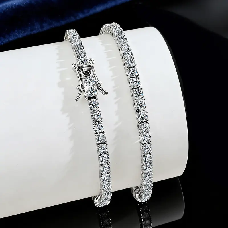 Pulsera Tenis de Moissanita con Base de Cobre y Baño de Oro