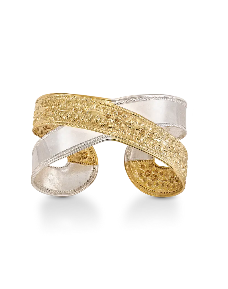Pulsera Traviata Cruzada, plata bicolor