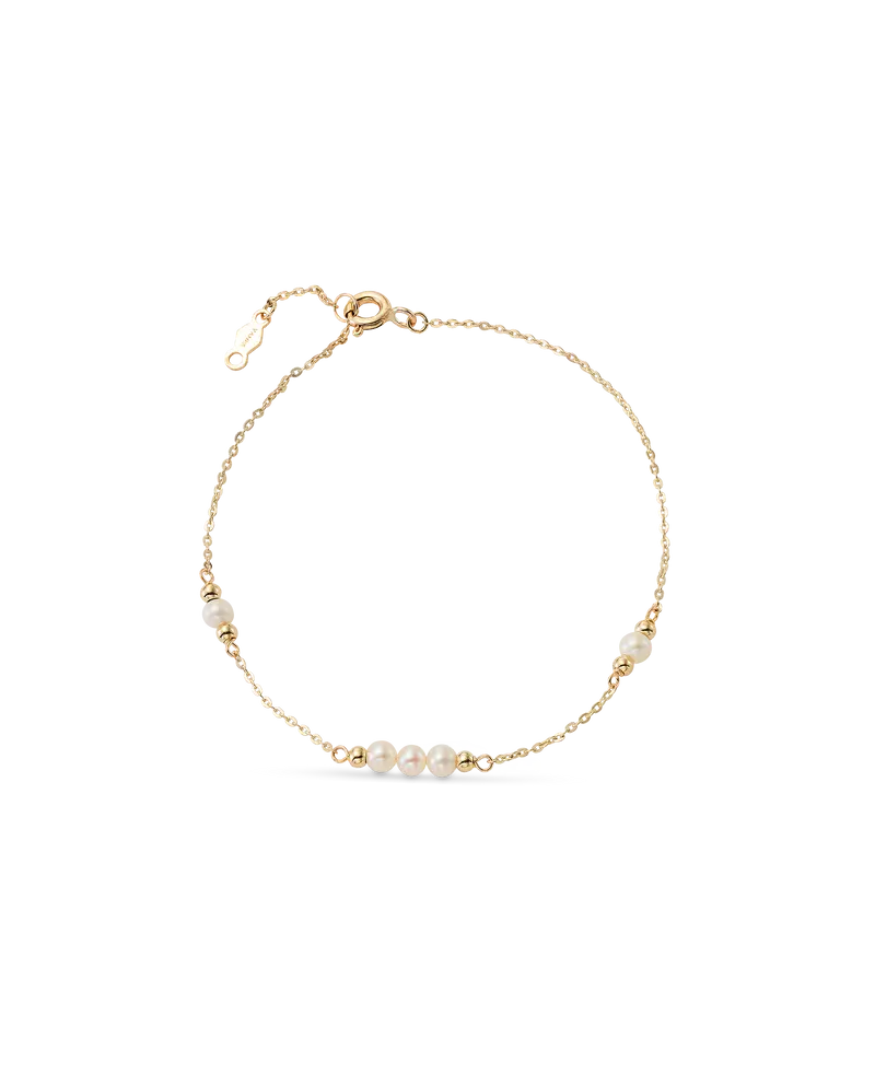Pulsera Trio perlas, oro 9K