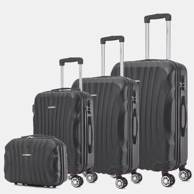 Raykong Conjunto de maletas de viaje de 4 piezas Neceser(29cm)/55cm/68cm/78cm ABS Waves - Negro