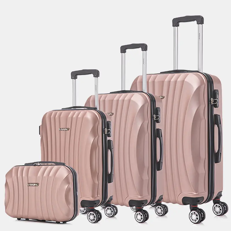 Raykong Conjunto de maletas de viaje de 4 piezas Neceser(29cm)/55cm/68cm/78cm ABS Waves - RosaDorada