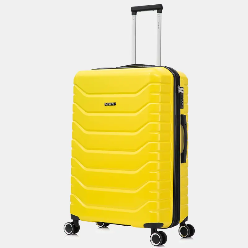 RAYKONG Maleta Grande Expandible ABS+Policarbonato 75x49x31cm - 33.50cm Extendido | 114L - 123L | 28 Pulgadas | 25kg semirígidas candado combinación - Amarillo