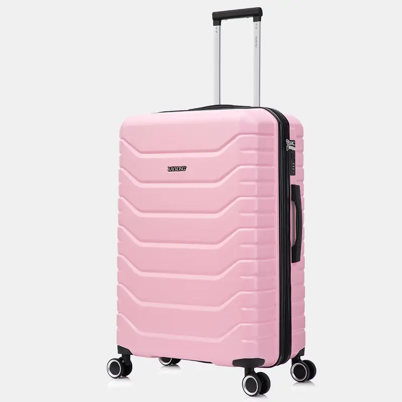 RAYKONG Maleta Grande Expandible ABS+Policarbonato 75x49x31cm - 33.50cm Extendido | 114L - 123L | 28 Pulgadas | 25kg semirígidas candado combinación - RosaClaro