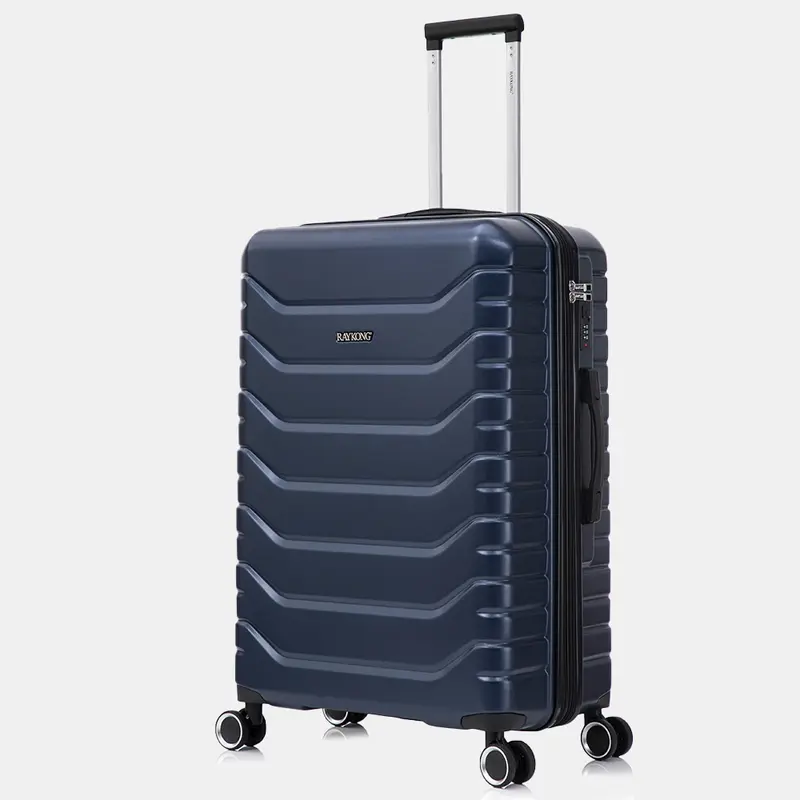 RAYKONG Maleta Mediana Expandible ABS+Policarbonato 66x45x27.50cm - 30cm Extendido | 82L - 90L | 24 Pulgadas |23kg semirígidas candado combinación - AzulMarino