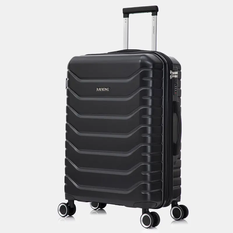 RAYKONG Maleta Mediana Expandible ABS+Policarbonato 66x45x27.50cm - 30cm Extendido | 82L - 90L | 24 Pulgadas |23kg semirígidas candado combinación - Negro