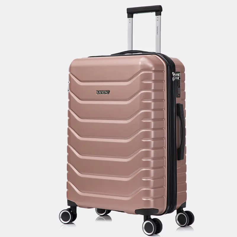 RAYKONG Maleta Mediana Expandible ABS+Policarbonato 66x45x27.50cm - 30cm Extendido | 82L - 90L | 24 Pulgadas |23kg semirígidas candado combinación - RosaDorada