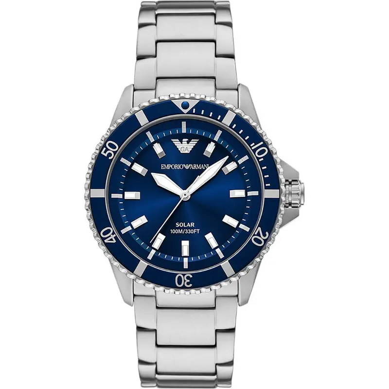 Reloj Emporio Armani World Explorer Plateado y Azul Analógico AR11697