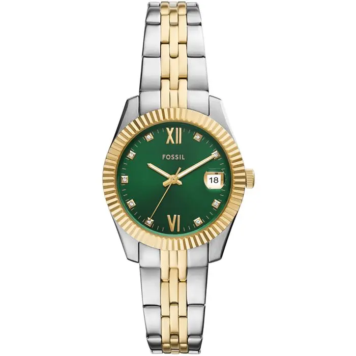 Reloj Fossil Scarlette Mini Plateado, Dorado y Verde Analógico Mujer ES5388