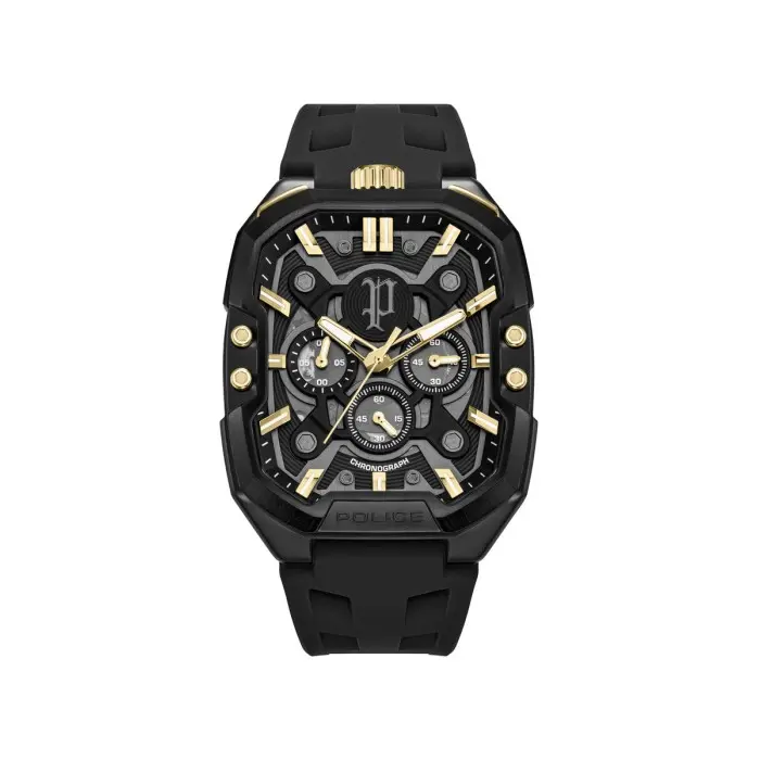 Reloj Police Bullhead Negro y Dorado Multifunción Hombre PEWGO0092204
