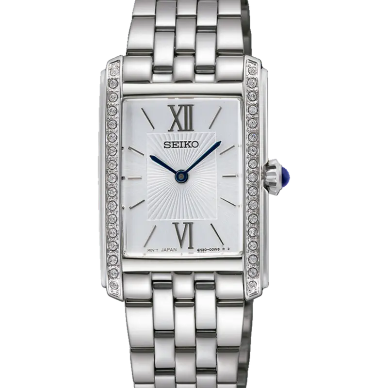 Reloj Seiko SWR091P1 Ladies Cuarzo Plateado esf rectangular b2