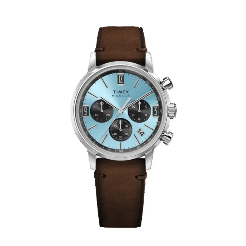 Reloj Timex TW2Y66600 Marlin Quartz Chronograph Tachymeter de piel marrón para hombre
